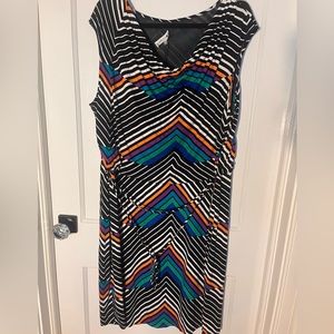 #32 NWT Calvin Klein Chevron Striped Midi Dress 1X